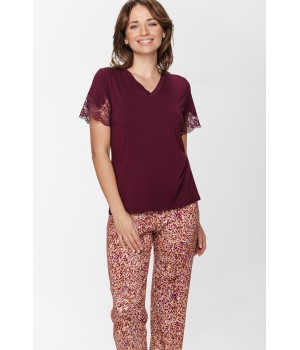 Vista posterior del pijama en viscosa y elastano estampado